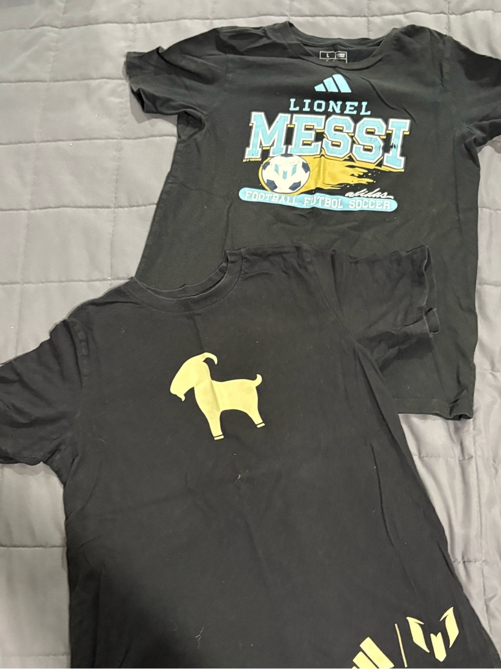 2 boys Adidas Lionel Messi soccer t-shirts sz Large 14 / 16